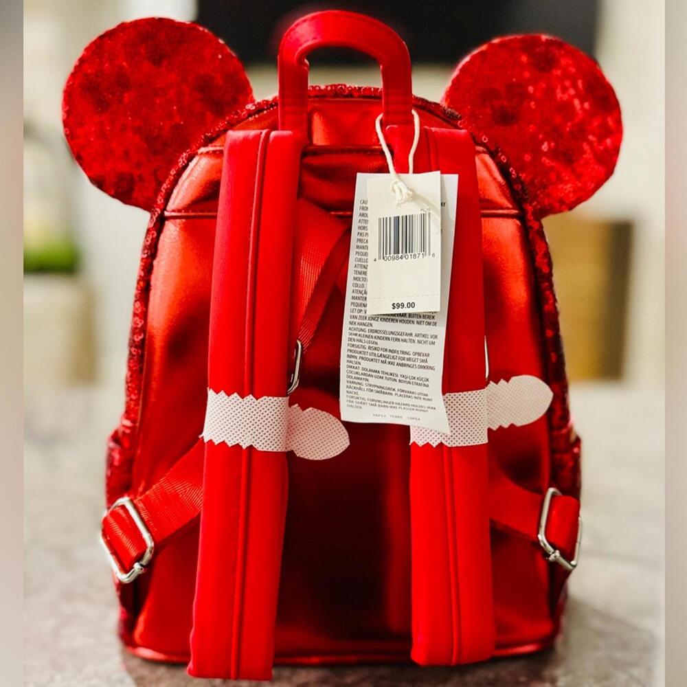 Loungefly Red Sequin Backpack With Bow - image 2
